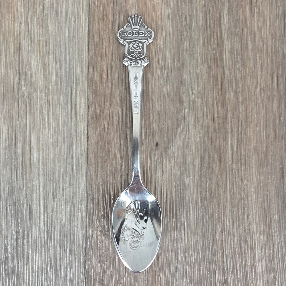 Vintage Rolex Bucherer Lucerne Switzerland Souvenir Spoon Silver Tone 4.25"